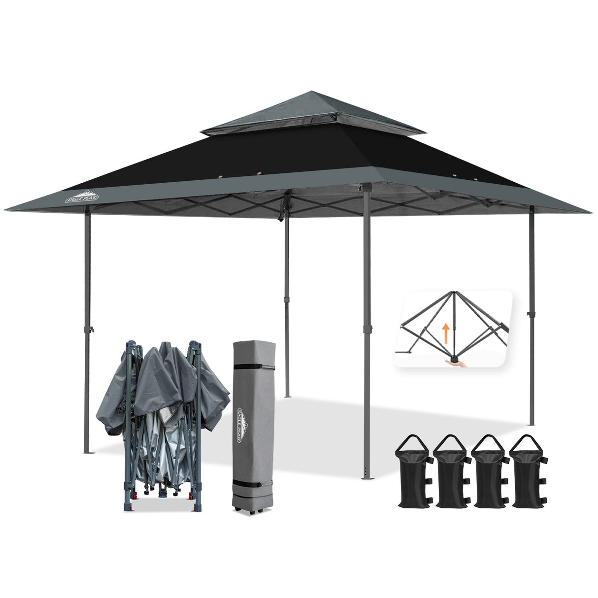13x13 Straight Leg Pop Up Canopy Tent with 169 sqft of Shade - Eagle Peak Custom Canopy Tent