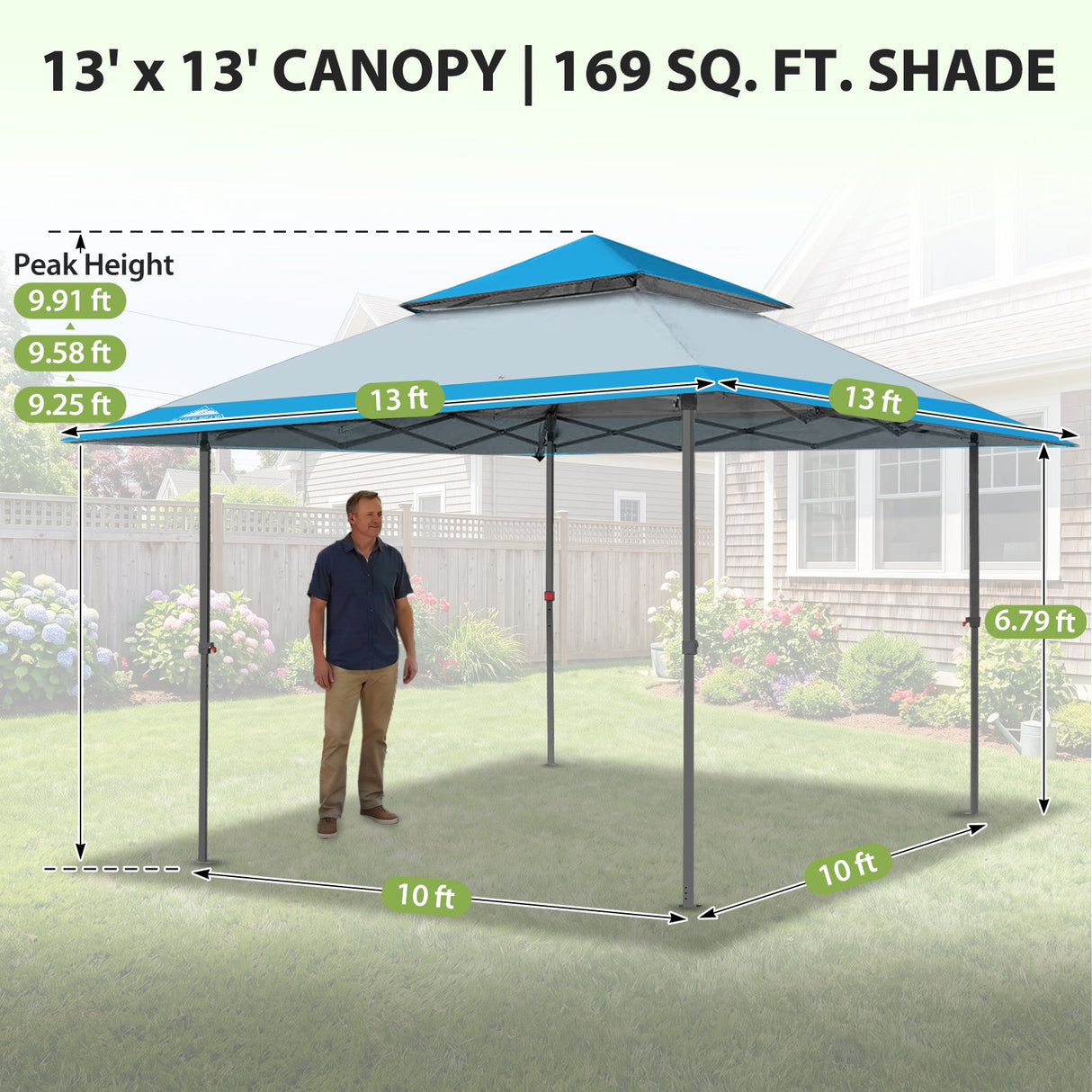 13x13 Straight Leg Pop Up Canopy Tent with 169 sqft of Shade - Eagle Peak®