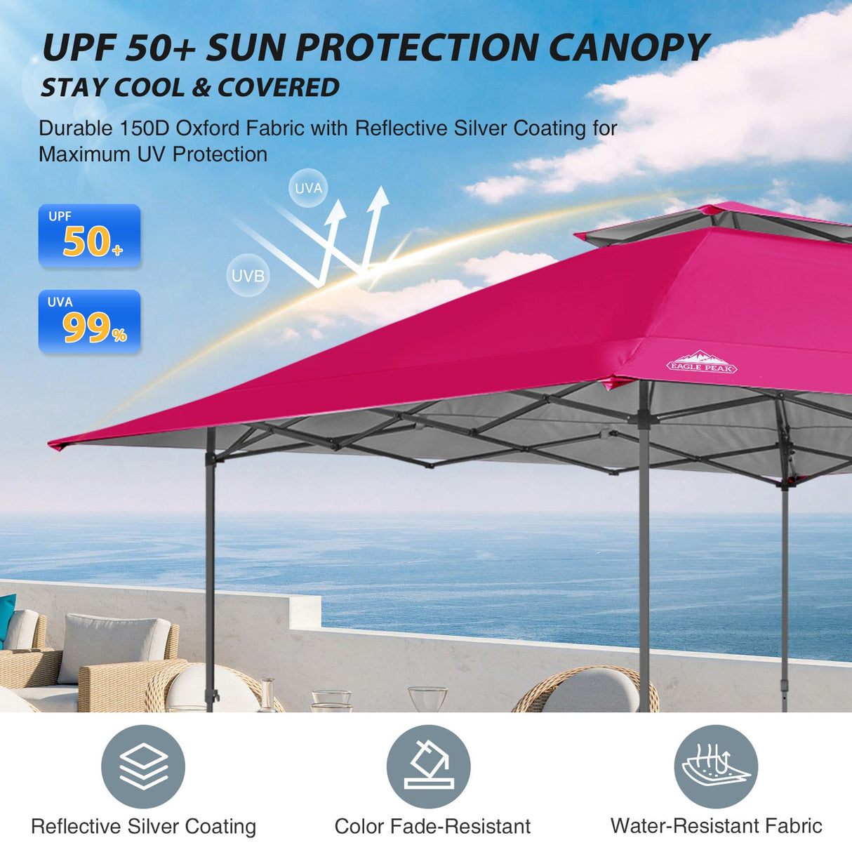 13x13 Straight Leg Pop Up Canopy Tent with 169 sqft of Shade - Eagle Peak Custom Canopy Tent