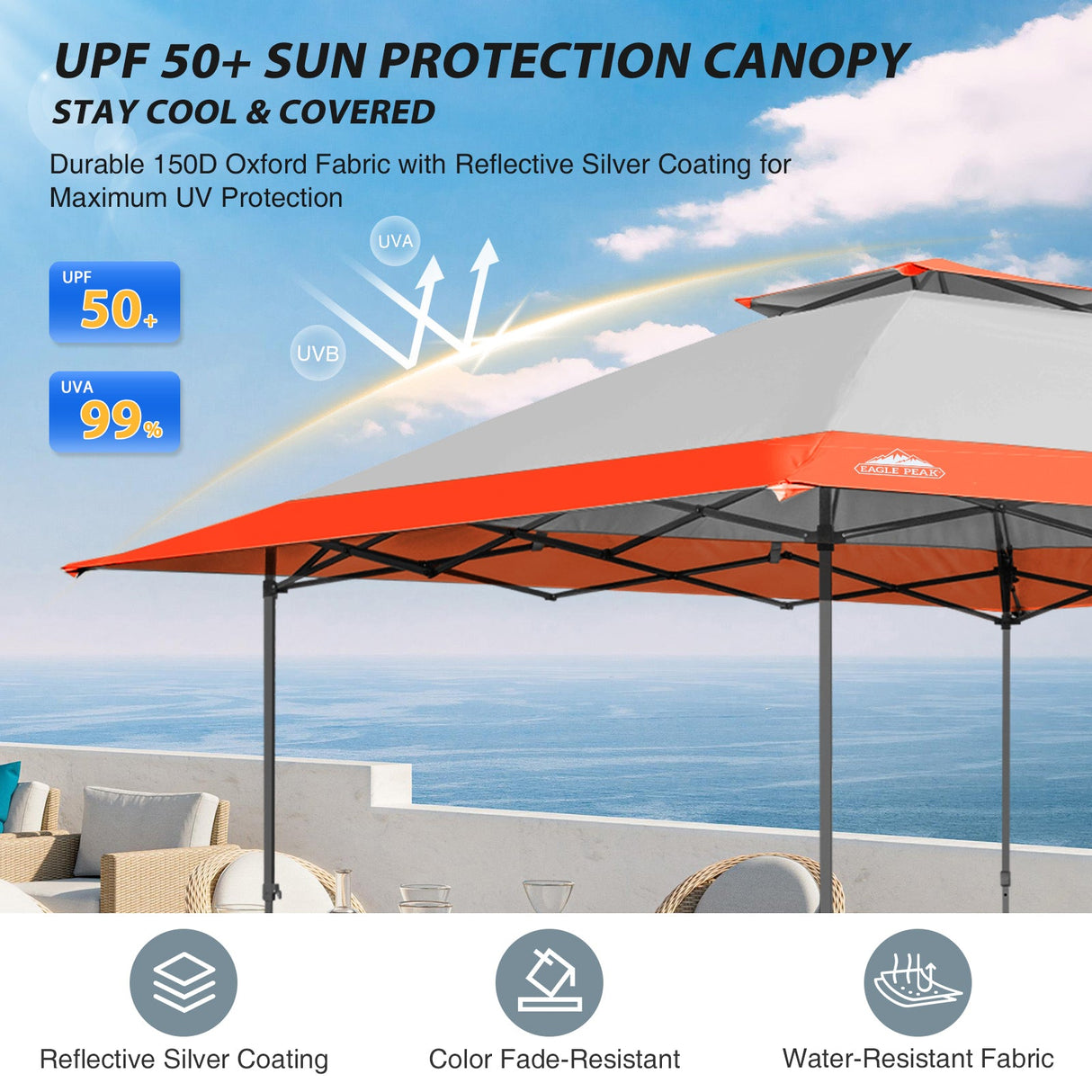 13x13 Straight Leg Pop Up Canopy Tent with 169 sqft of Shade - Eagle Peak Custom Canopy Tent