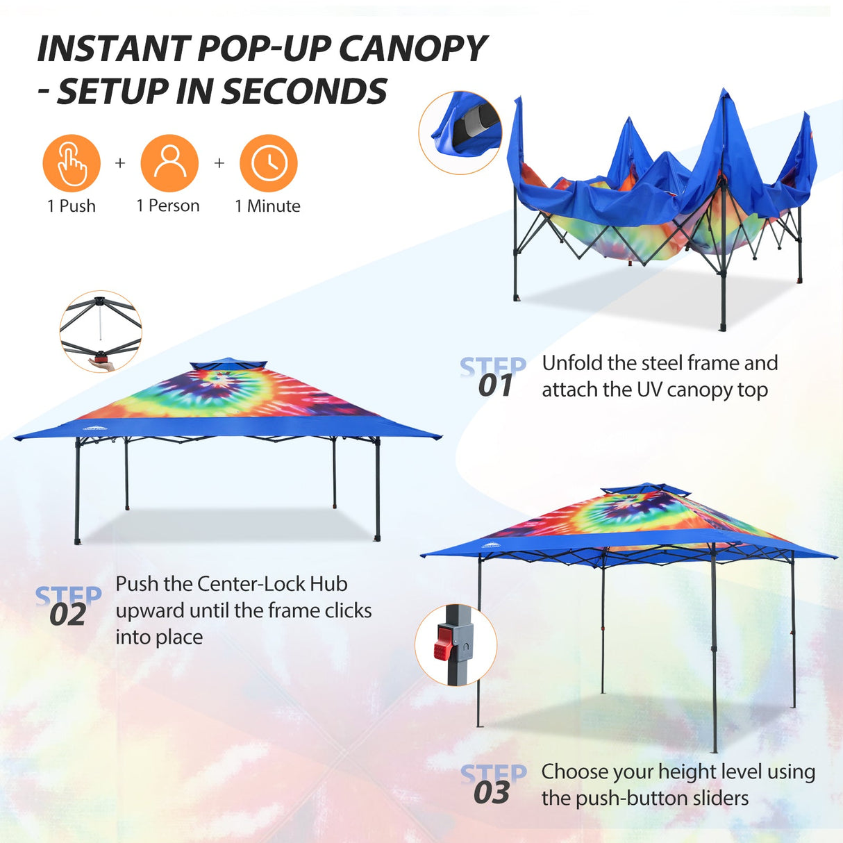 13x13 Straight Leg Pop Up Canopy Tent with 169 sqft of Shade - Eagle Peak