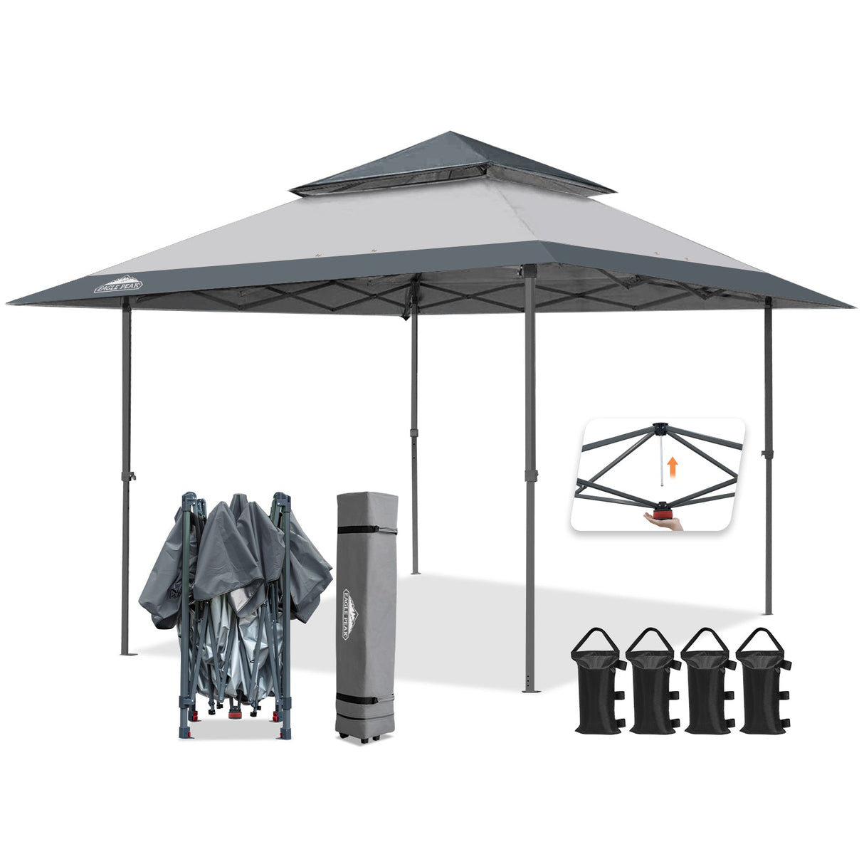 13x13 Straight Leg Pop Up Canopy Tent with 169 sqft of Shade - Eagle Peak Custom Canopy Tent