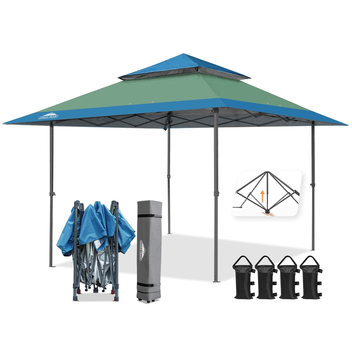 13x13 Straight Leg Pop Up Canopy Tent with 169 sqft of Shade - Eagle Peak Custom Canopy Tent