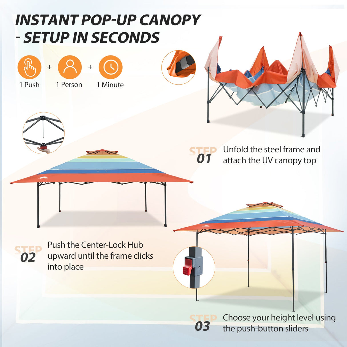 13x13 Straight Leg Pop Up Canopy Tent with 169 sqft of Shade - Eagle Peak®
