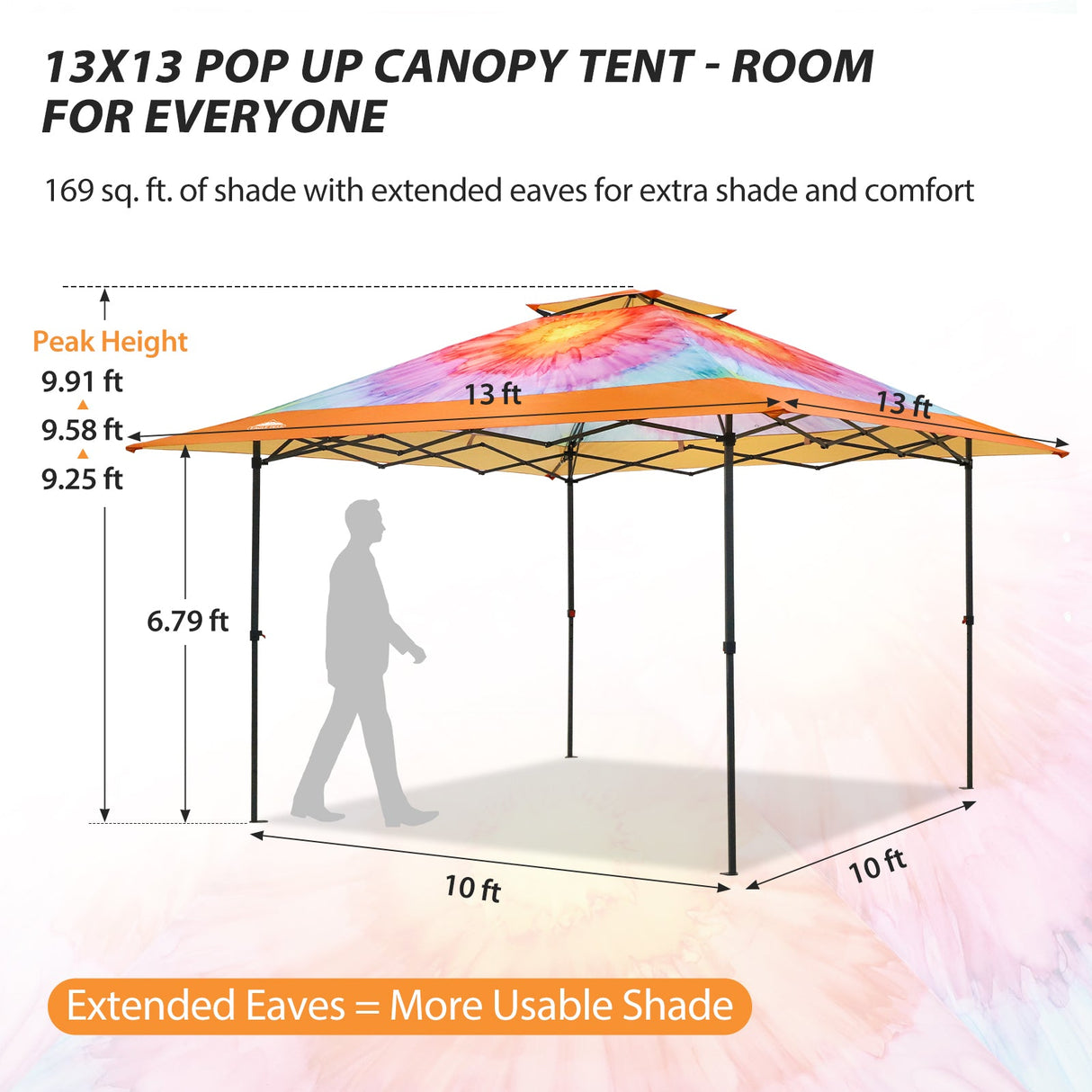 13x13 Straight Leg Pop Up Canopy Tent with 169 sqft of Shade - Eagle Peak®