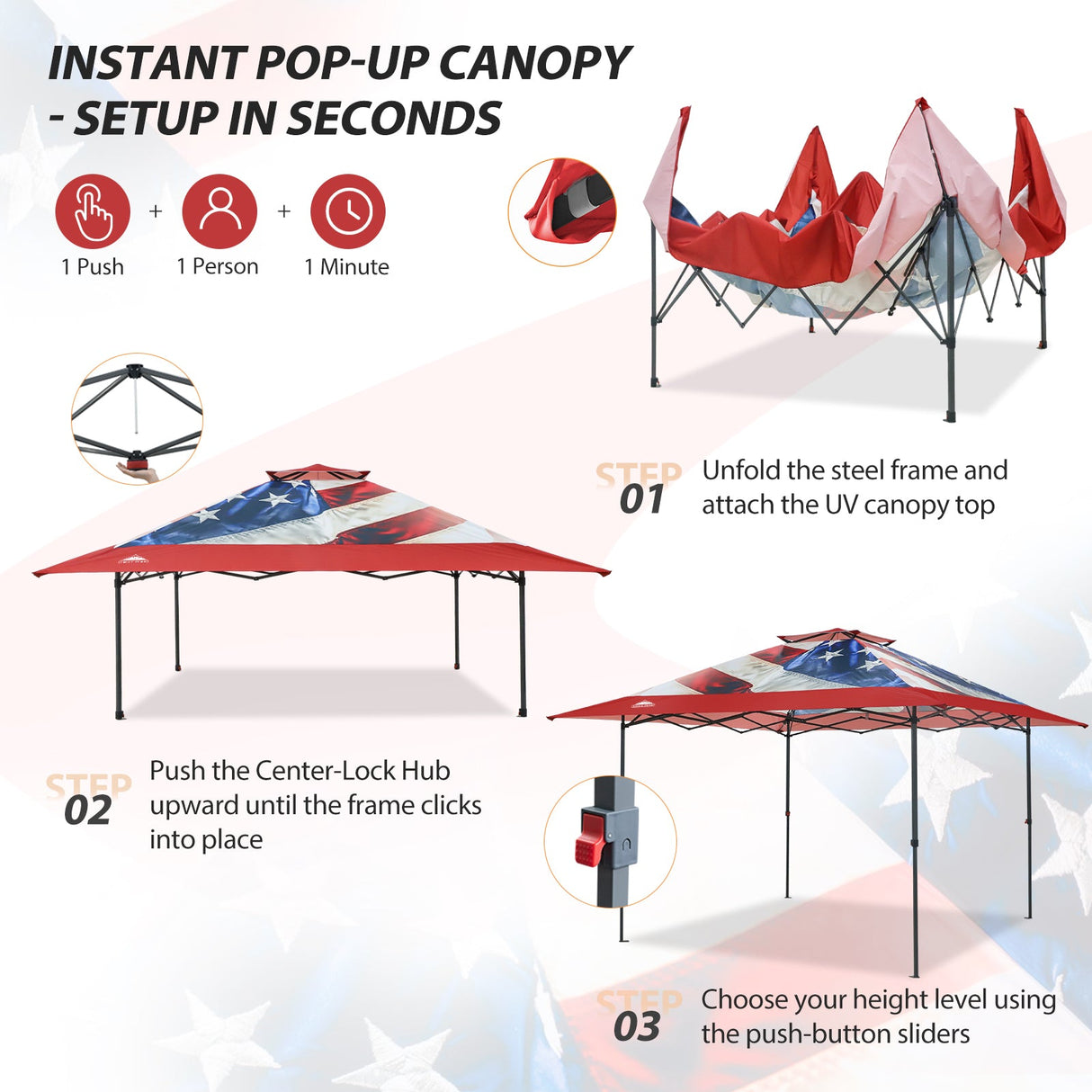 13x13 Straight Leg Pop Up Canopy Tent with 169 sqft of Shade - Eagle Peak®