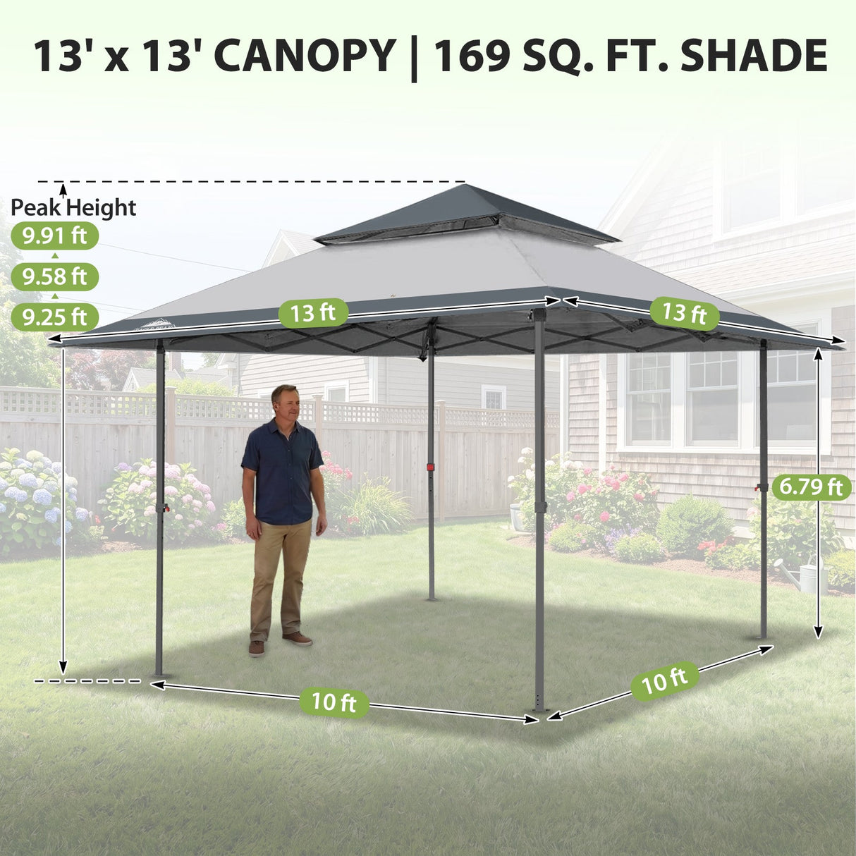 13x13 Straight Leg Pop Up Canopy Tent with 169 sqft of Shade - Eagle Peak®