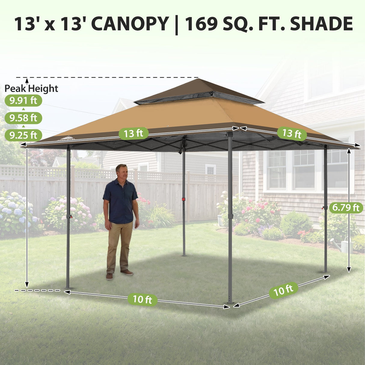 13x13 Straight Leg Pop Up Canopy Tent with 169 sqft of Shade - Eagle Peak®