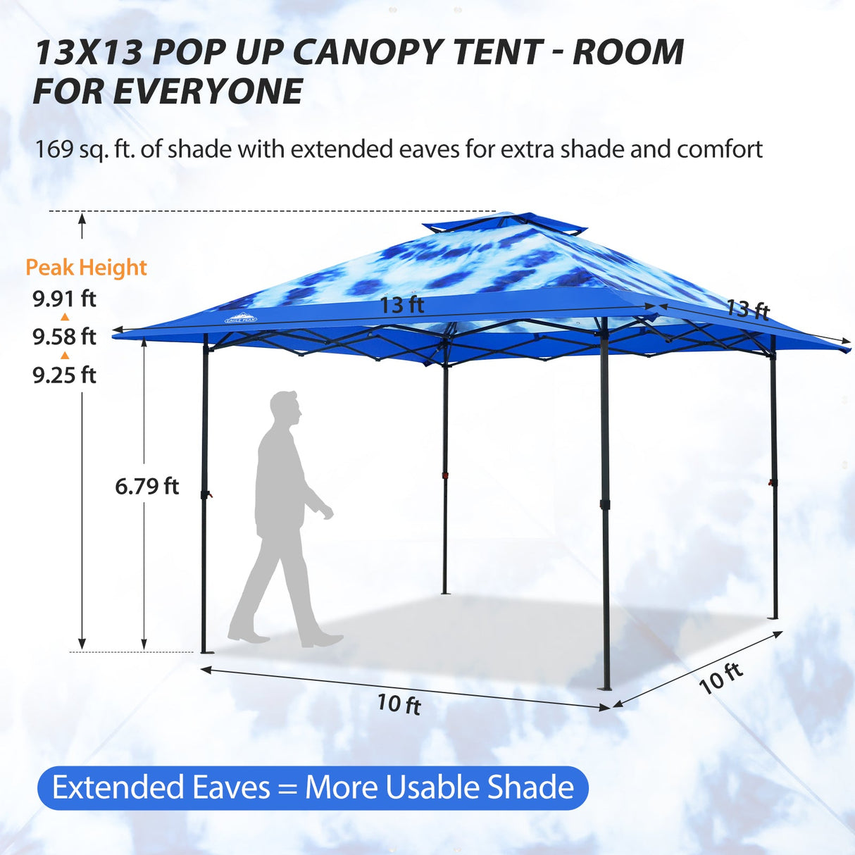 13x13 Straight Leg Pop Up Canopy Tent with 169 sqft of Shade - Eagle Peak®
