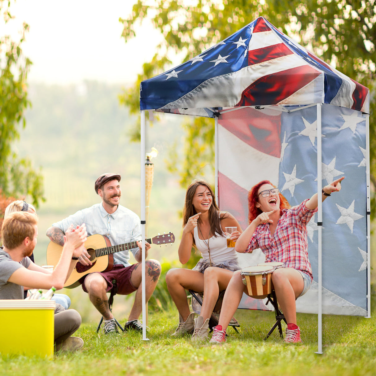 Pop up Canopy 5x5 with One Removable Sunwall, Carry Bag Included