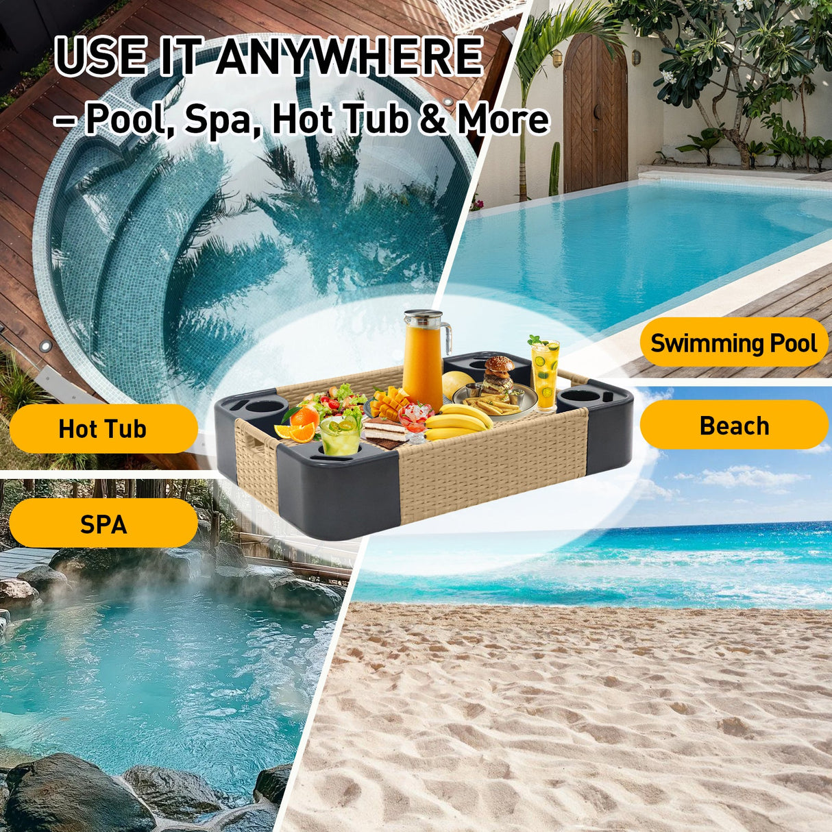 24”x24” Square/35”x24” Rectangular Floating Tray for Pool and Hot Tub - Eagle Peak®