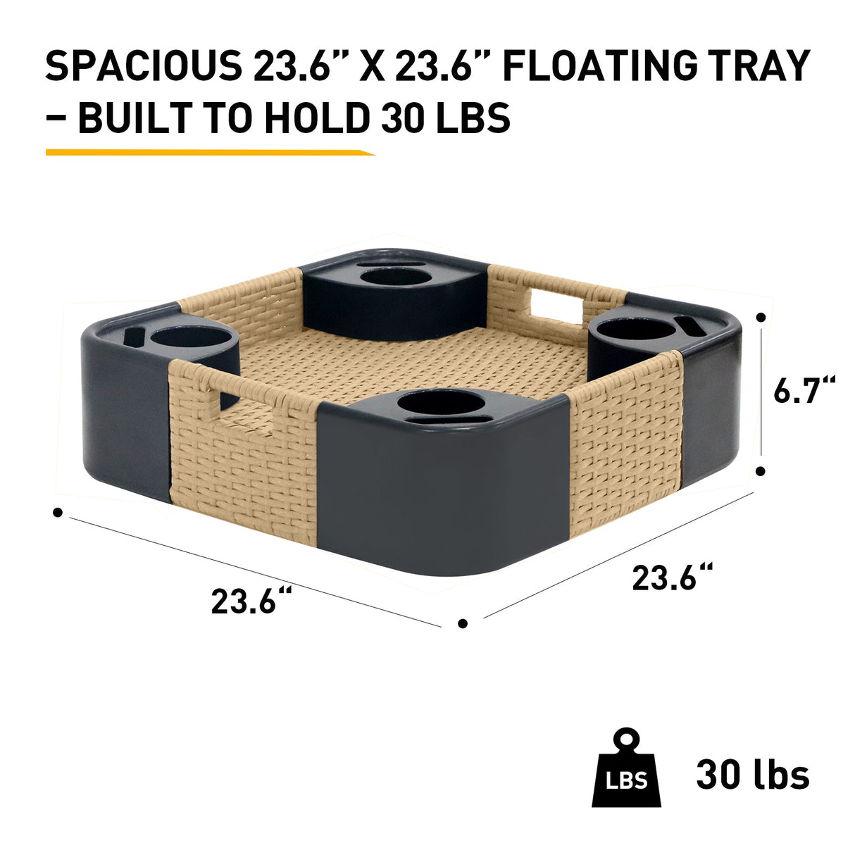 24”x24” Square/35”x24” Rectangular Floating Tray for Pool and Hot Tub - Eagle Peak®