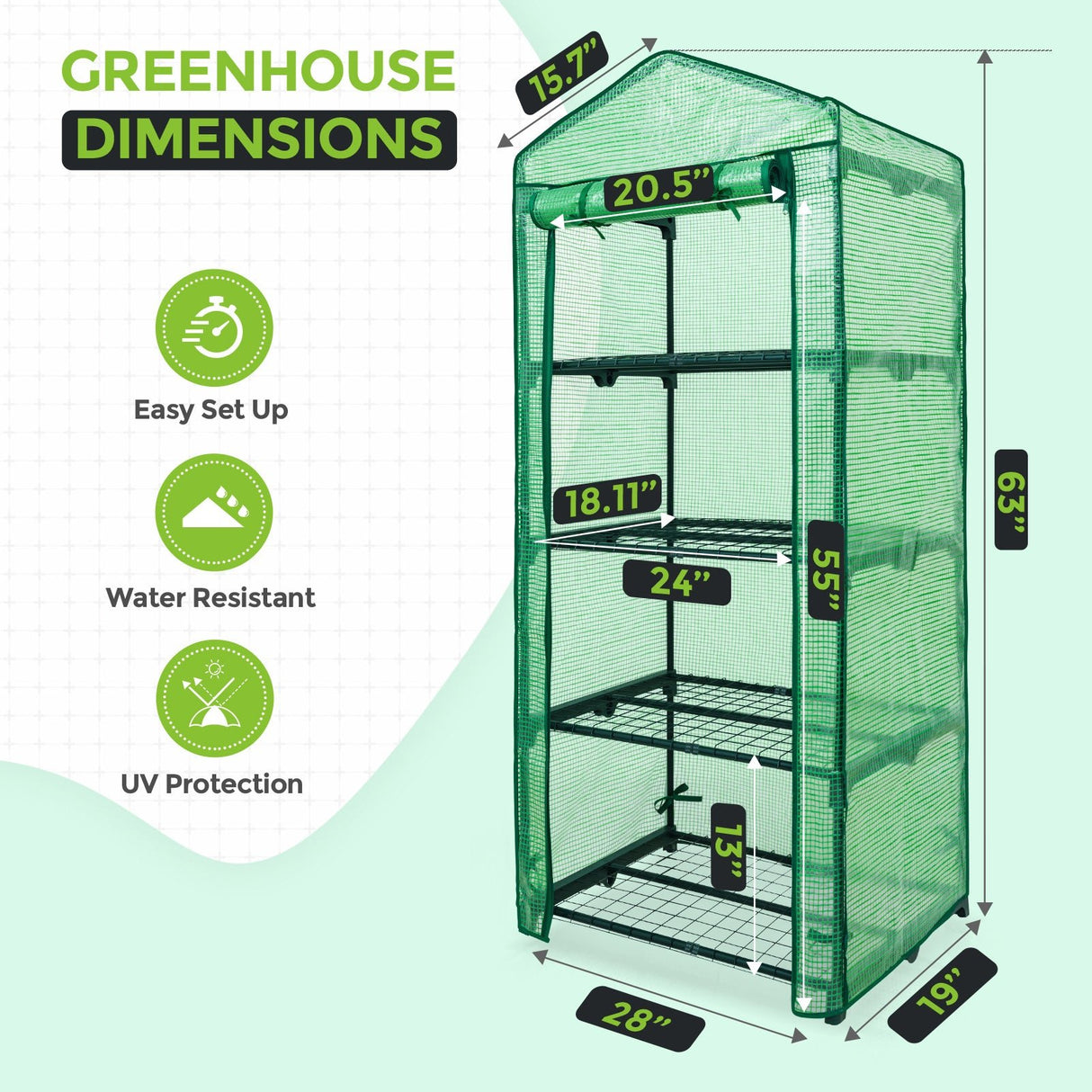 27.2"x19.3"x64.2" Mini Greenhouse with Wire Shelves - Eagle Peak