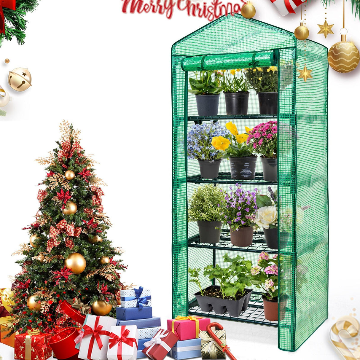 27.2"x19.3"x64.2" Mini Greenhouse with Wire Shelves - Eagle Peak Custom Canopy Tent