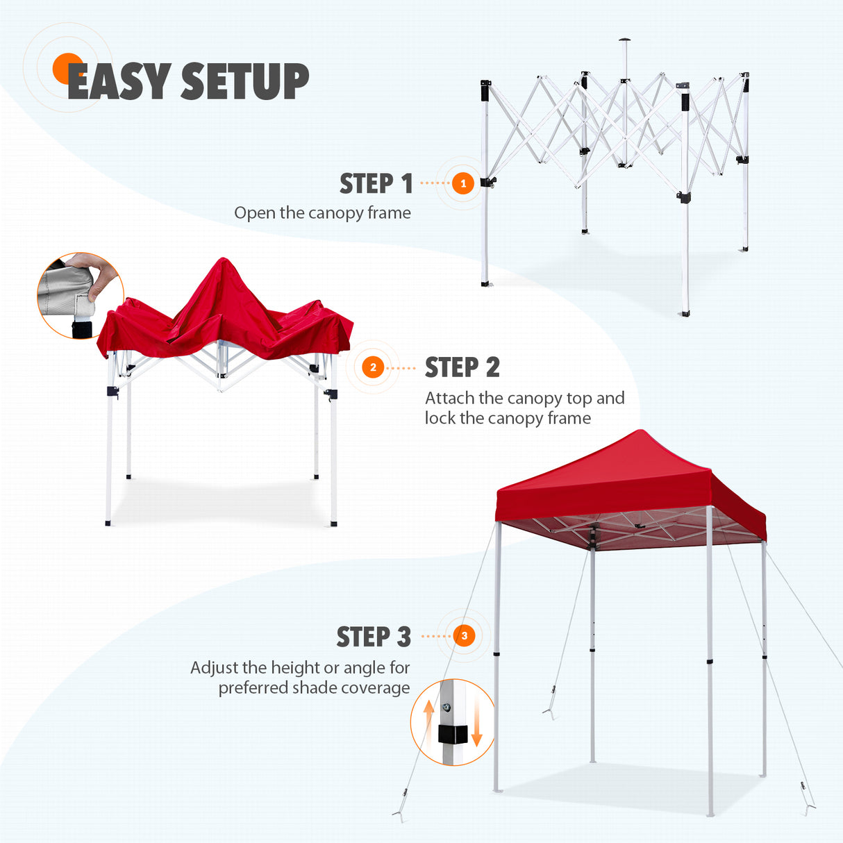 5x5 Pop Up Canopy Tent Instant Straight Leg Outdoor Canopy Easy Set-up