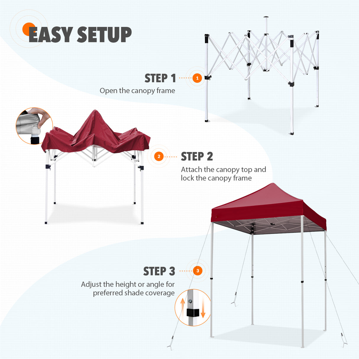 5x5 Pop Up Canopy Tent Instant Straight Leg Outdoor Canopy Easy Set-up