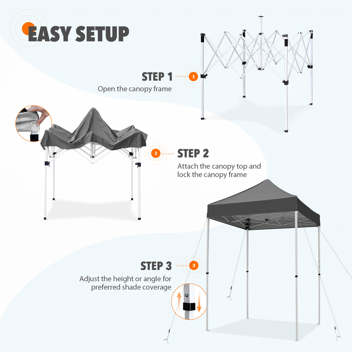 5x5 Pop Up Canopy Tent Instant Straight Leg Outdoor Canopy Easy Set-up