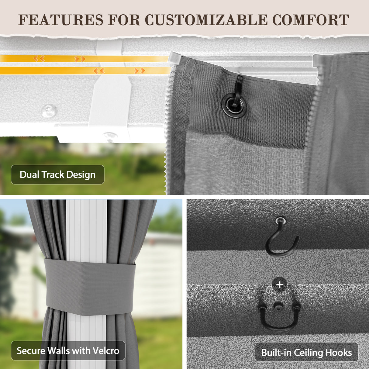 12x10/12x12/12x14/12x16/12x18/12x20 Hardtop Gazebo, Galvanized Steel Double Roof with Aluminum Frame