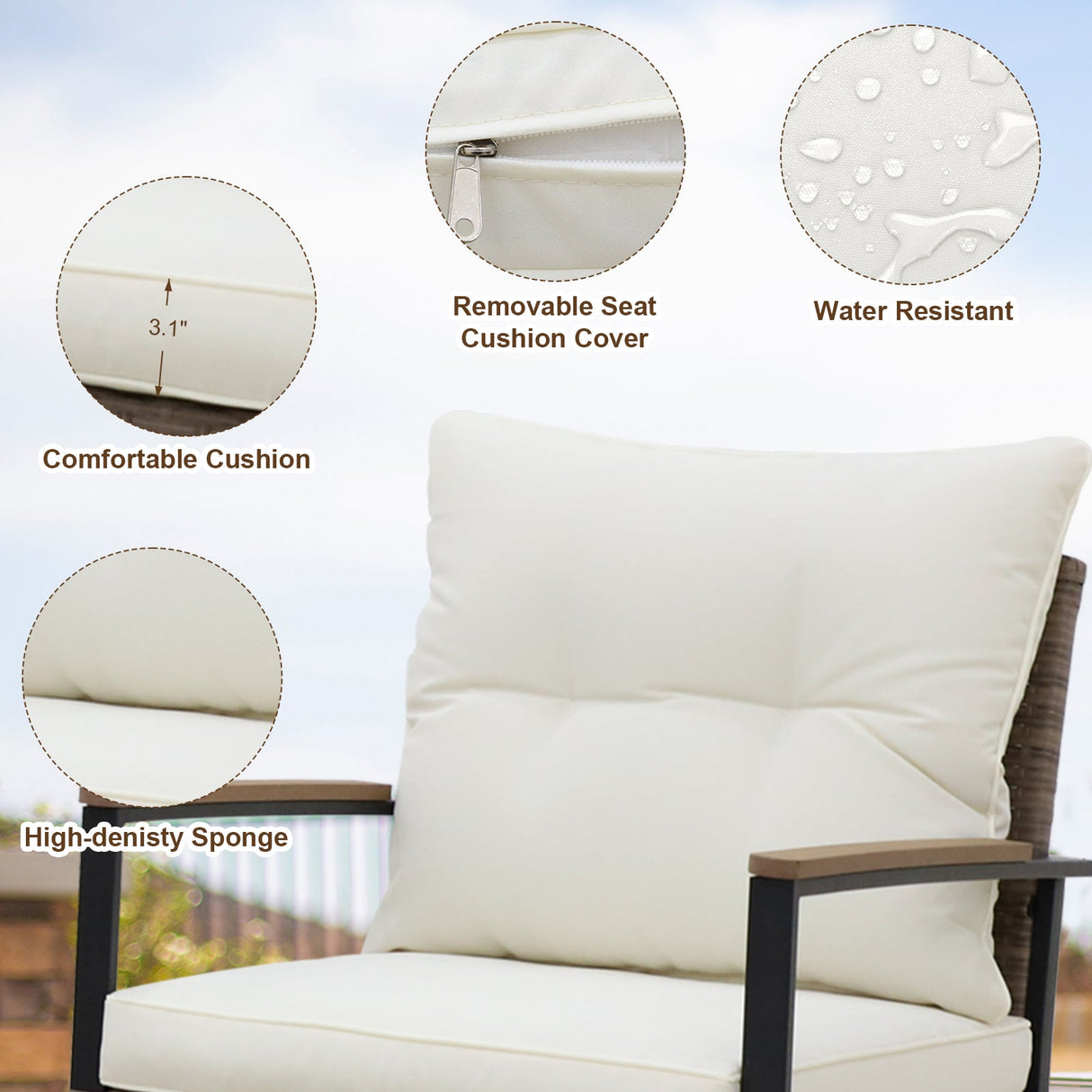 3 PCS Mojave Dusk Outdoor Conversation Set, 2 Rocking Chairs and Side Table - Eagle Peak Custom Canopy Tent