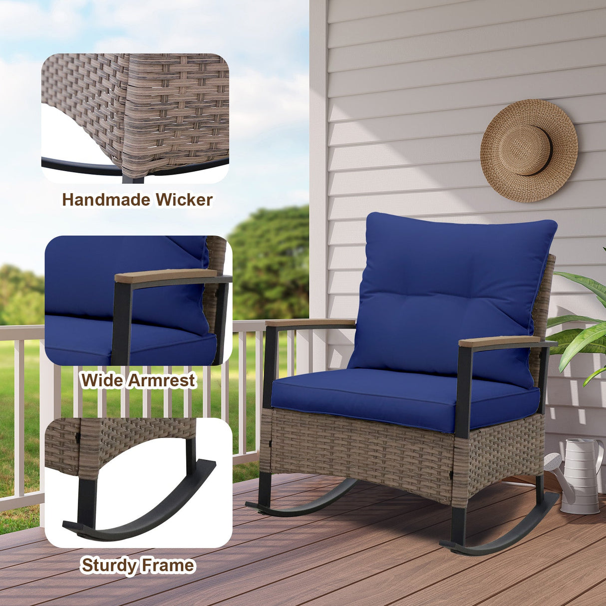 3 PCS Mojave Dusk Outdoor Conversation Set, 2 Rocking Chairs and Side Table - Eagle Peak Custom Canopy Tent