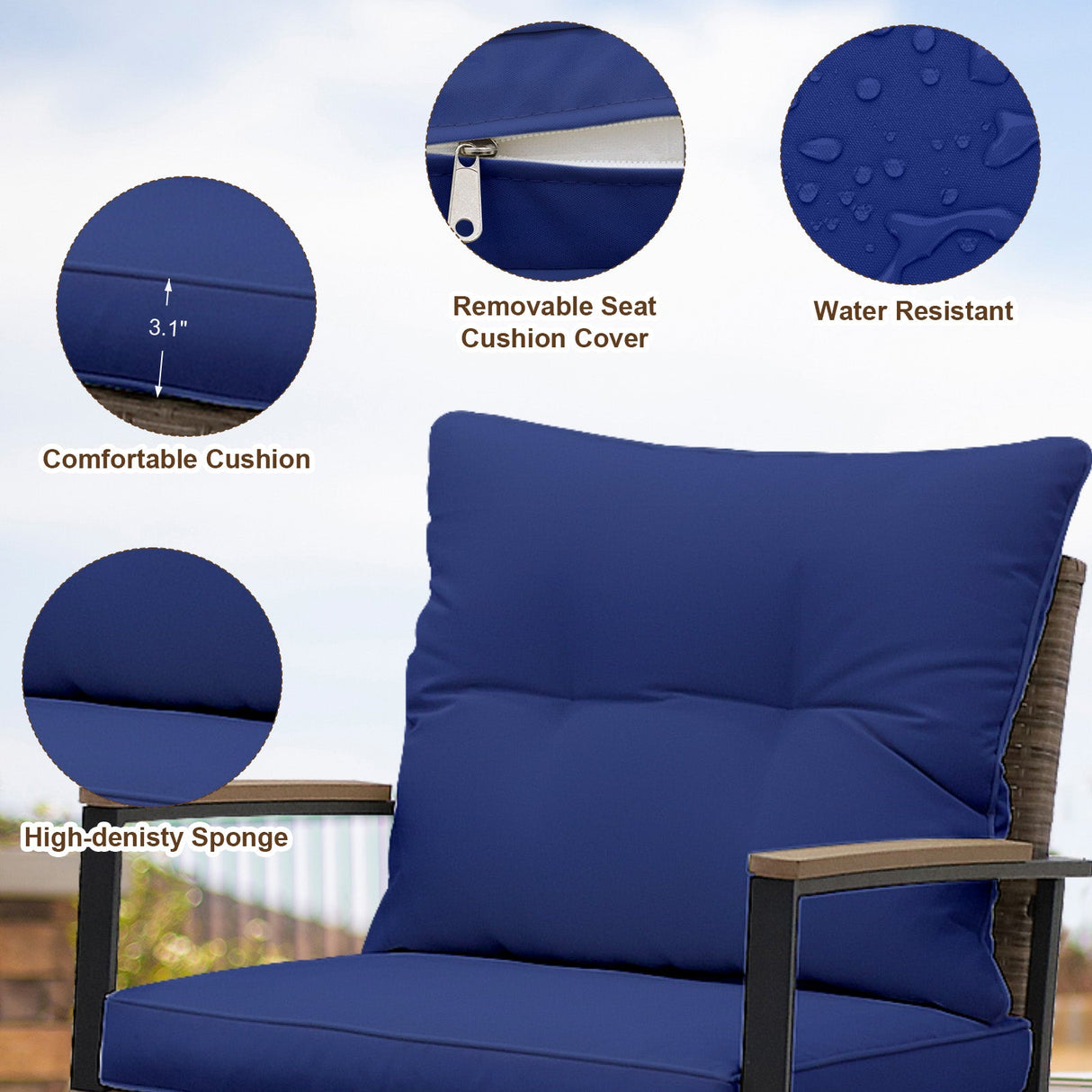 3 PCS Mojave Dusk Outdoor Conversation Set, 2 Rocking Chairs and Side Table - Eagle Peak Custom Canopy Tent