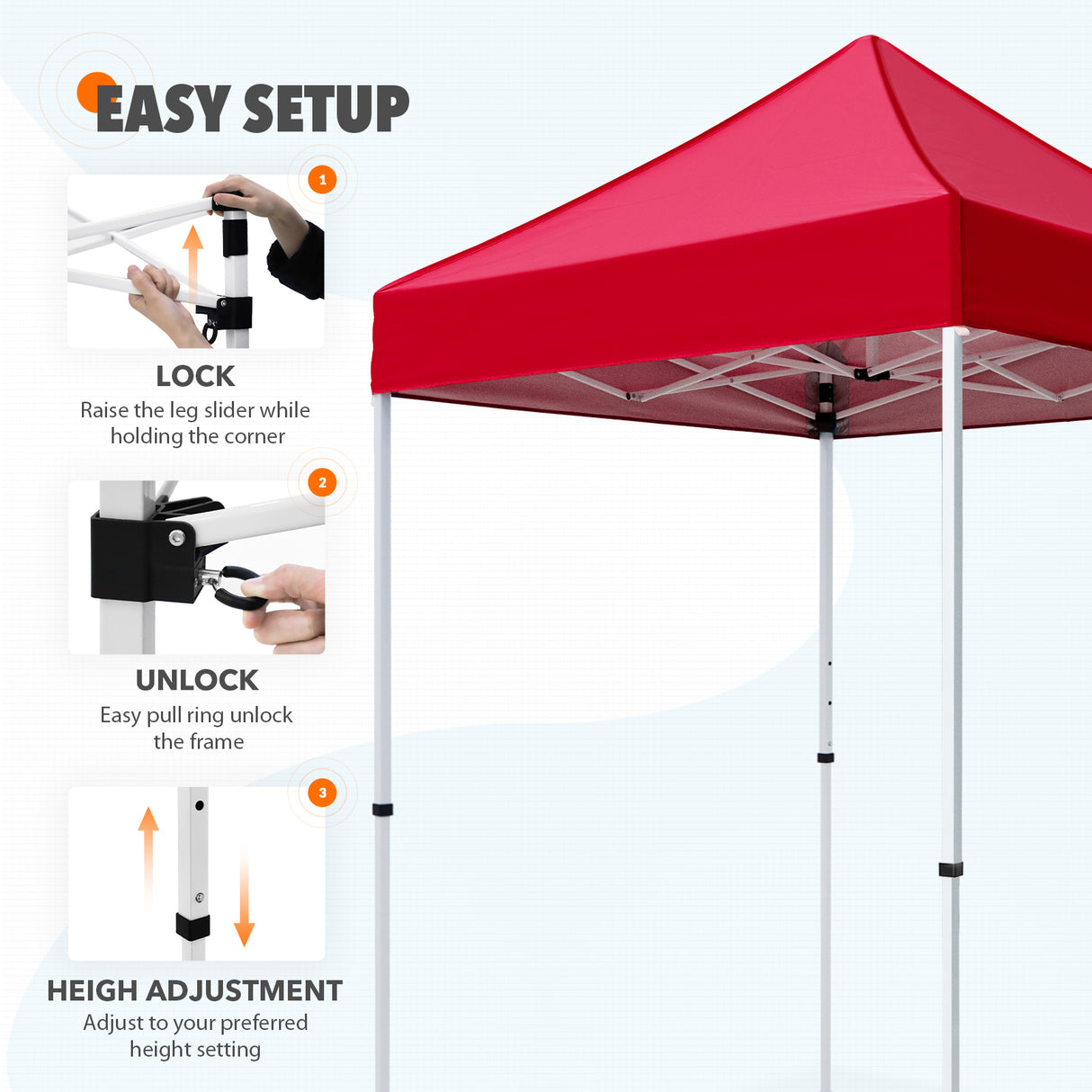 5x5 Pop Up Canopy Tent Instant Straight Leg Outdoor Canopy Easy Set-up