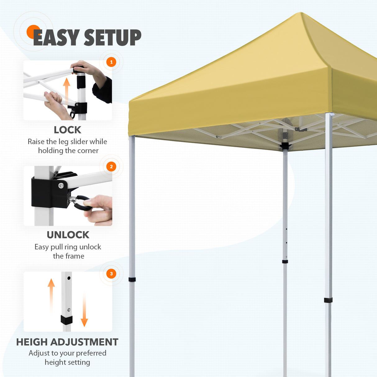 5x5 Pop Up Canopy Tent Instant Straight Leg Outdoor Canopy Easy Set-up