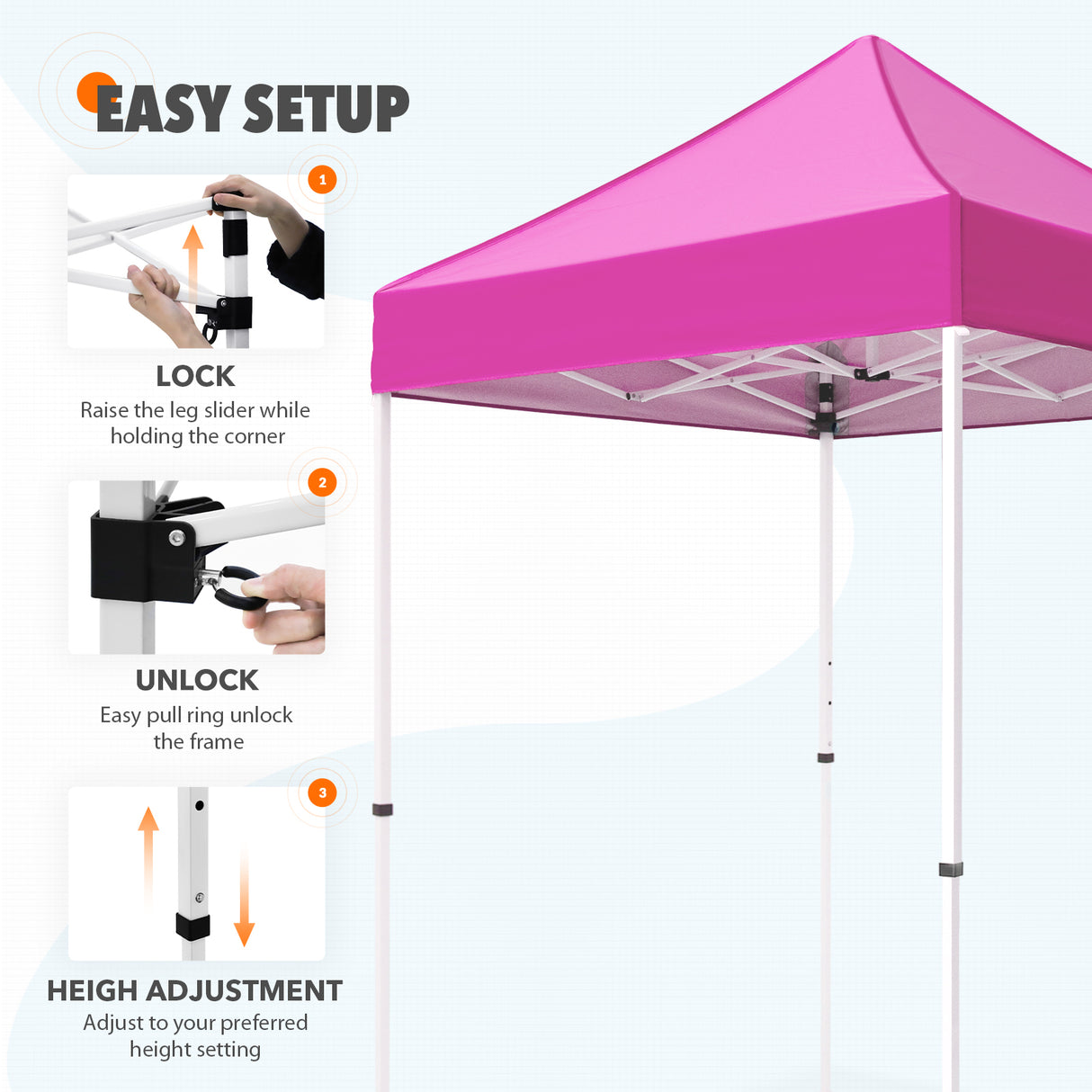 5x5 Pop Up Canopy Tent Instant Straight Leg Outdoor Canopy Easy Set-up