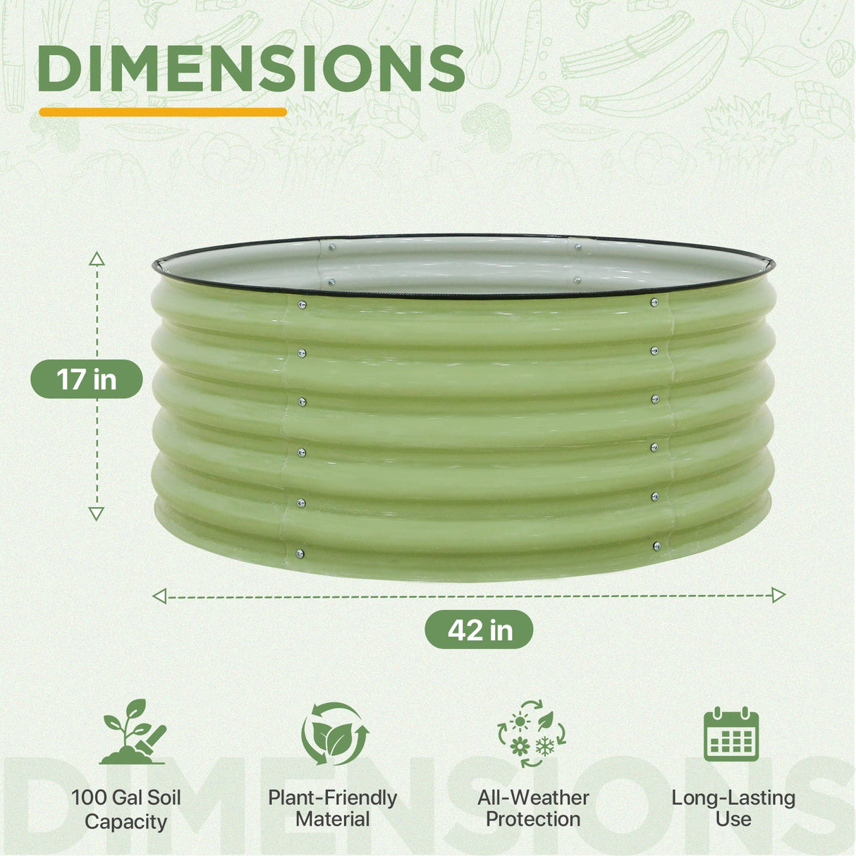 42'' Round 17'' Tall Raised Garden Bed Planter - Eagle Peak®
