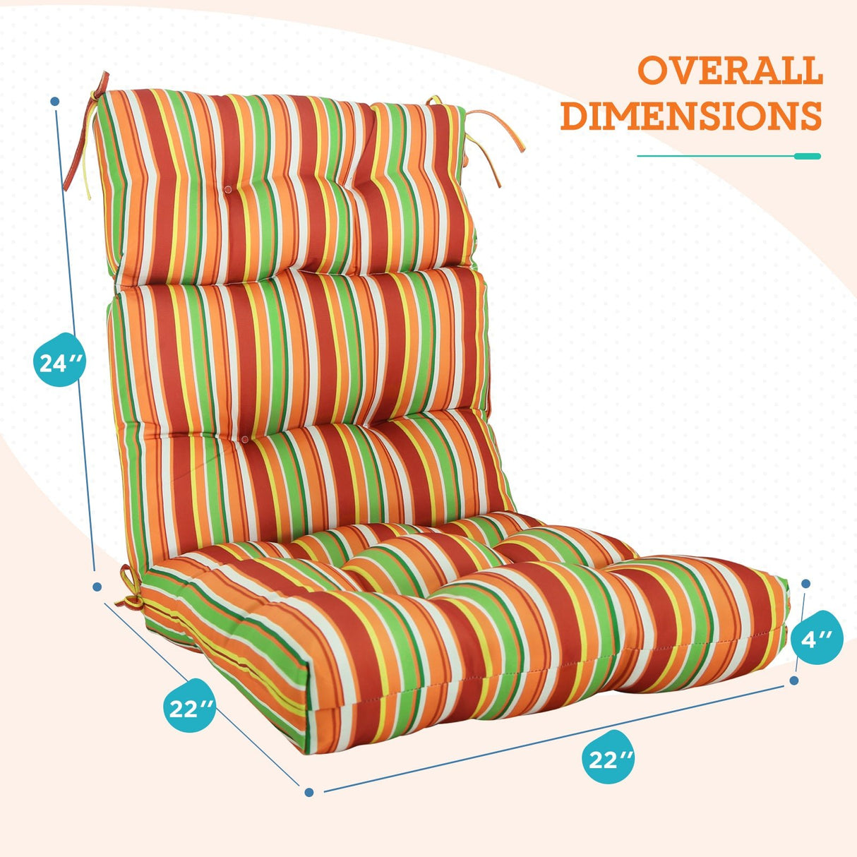 46'' x 22'' Tufted Outdoor/Indoor High Back Patio Chair Cushion, Set of 2 - Eagle Peak Custom Canopy Tent
