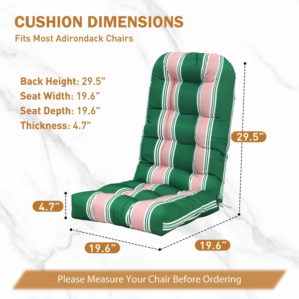 5" High Back Adirondack Chair Cushions, 49x20x5 in, Set of 1/2/4 - Eagle Peak Custom Canopy Tent