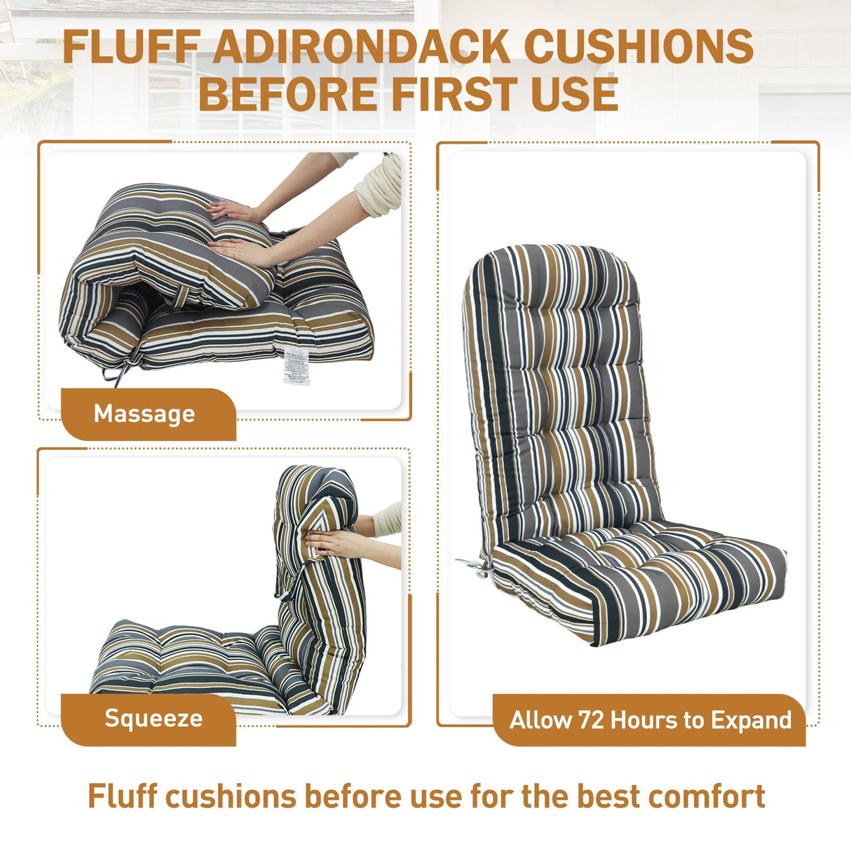 5" High Back Adirondack Chair Cushions, 49x20x5 in, Set of 1/2/4 - Eagle Peak Custom Canopy Tent