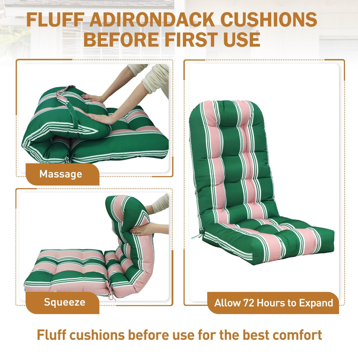 5" High Back Adirondack Chair Cushions, 49x20x5 in, Set of 1/2/4 - Eagle Peak Custom Canopy Tent