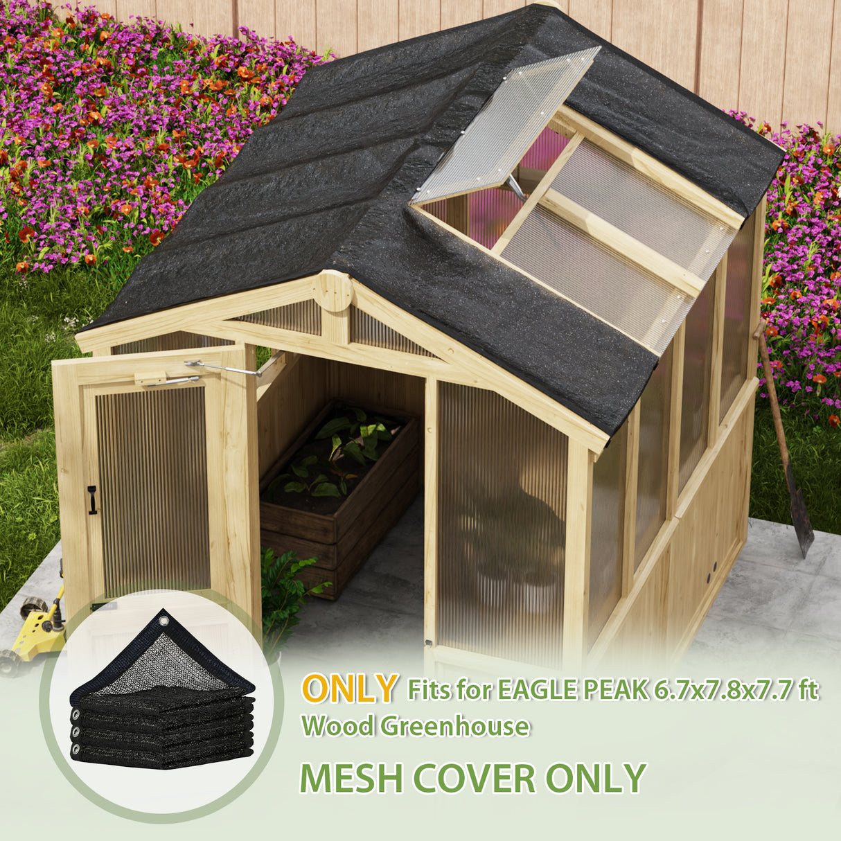 Shade Cloth for EAGLE PEAK 6.7x6x7.7 ft/6.7x7.8x7.7 ft/6.7x9.7x7.7 ft Wood Greenhouse