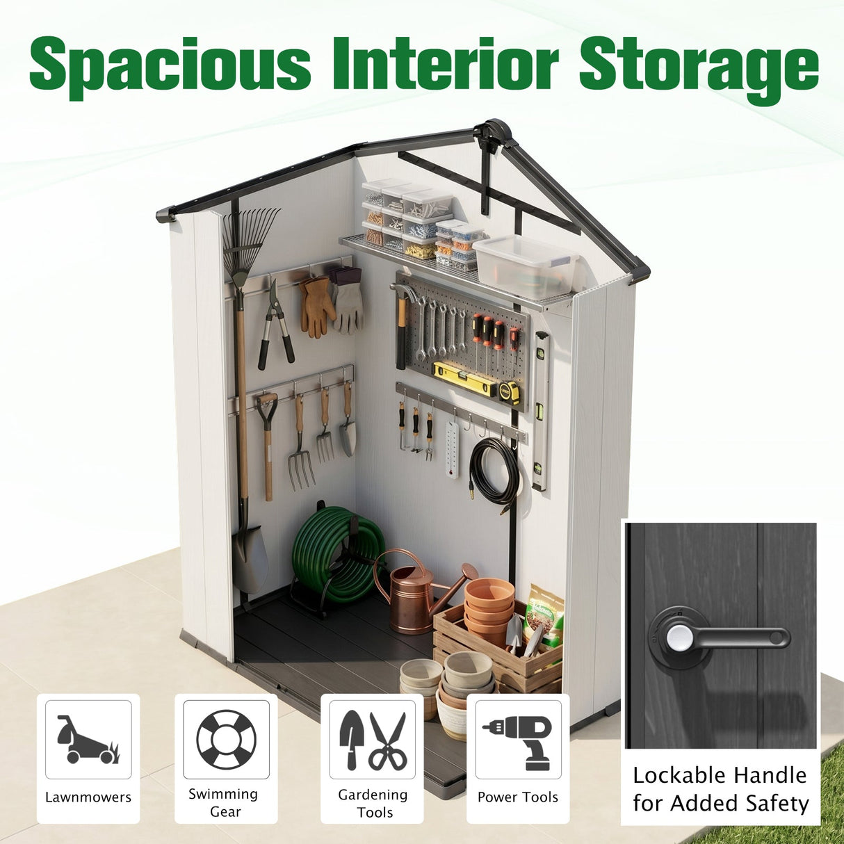5x3/6x4/8x6/8x8 Resin Outdoor Storage Shed,Weatherproof Garden Shed - Eagle Peak
