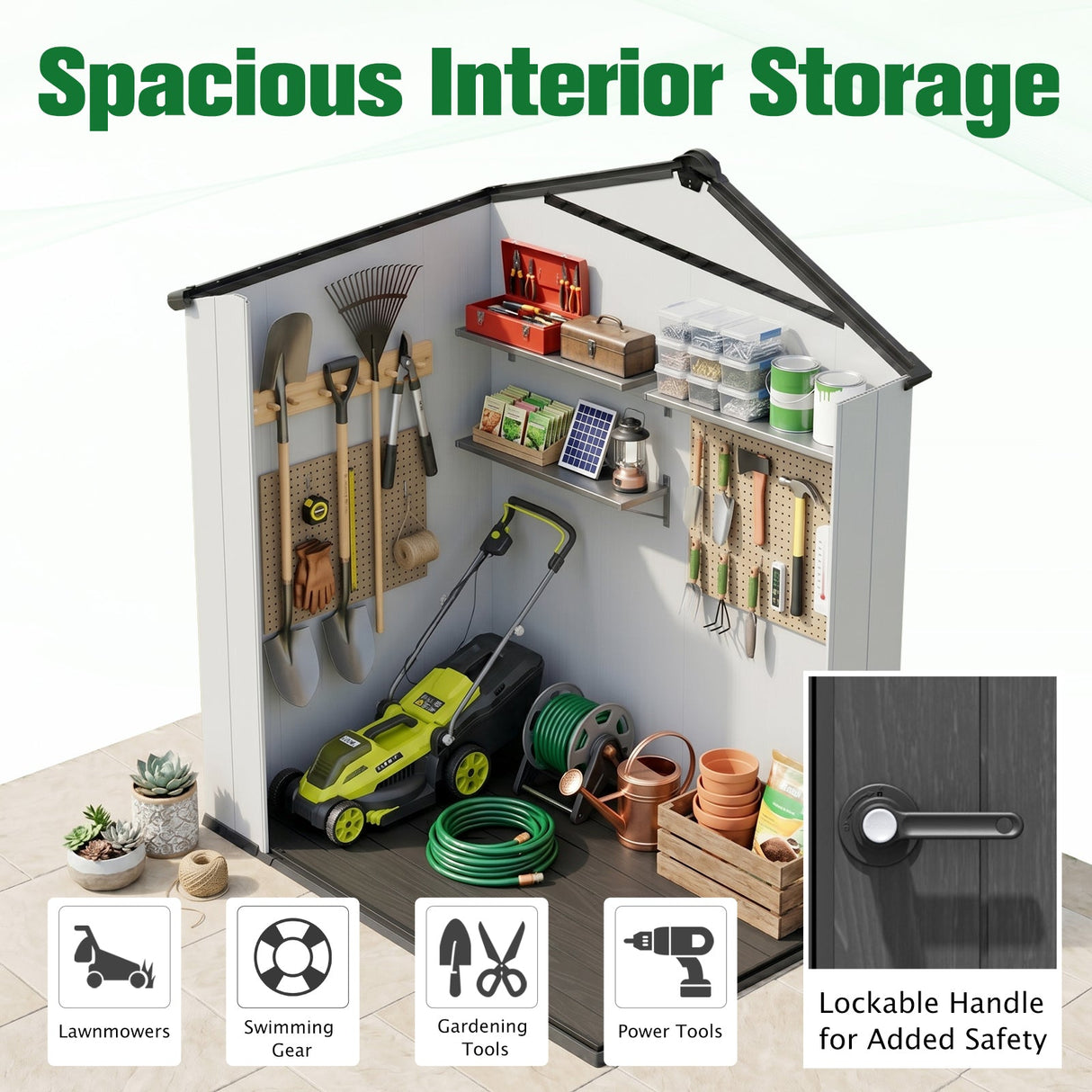 5x3/6x4/8x6/8x8 Resin Outdoor Storage Shed,Weatherproof Garden Shed - Eagle Peak