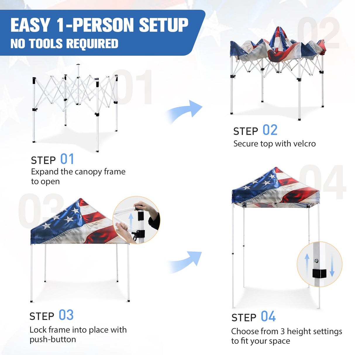 5x5 Pop Up Canopy Tent Instant Outdoor Canopy - Eagle Peak Custom Canopy Tent