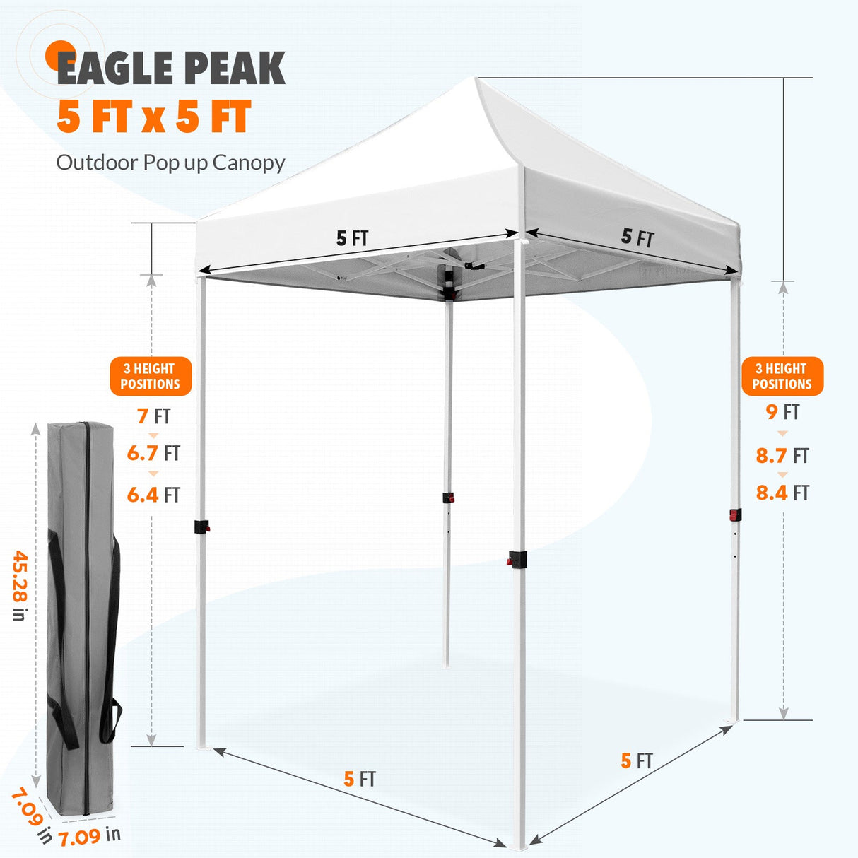 5x5 Pop Up Canopy Tent Instant Straight Leg Outdoor Canopy Easy Set - up - Eagle Peak Custom Canopy Tent