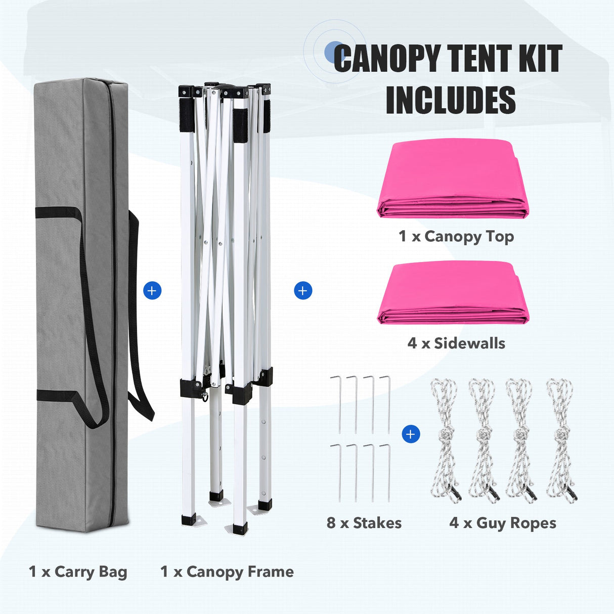 5x5 Straight Leg Pop Up Canopy Tent with One Removable Sunwall - Eagle Peak®