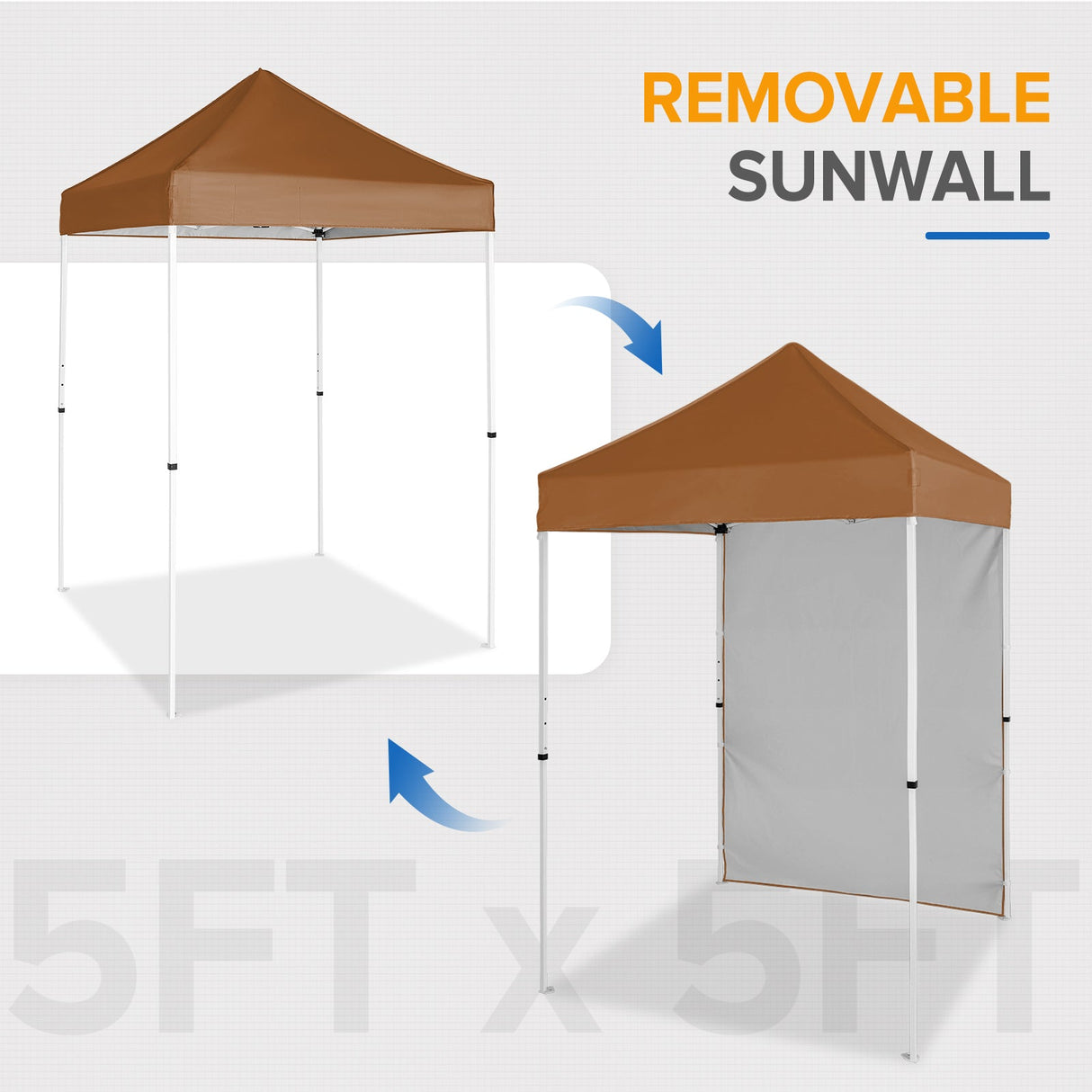 5x5 Straight Leg Pop Up Canopy Tent with One Removable Sunwall - Eagle Peak Custom Canopy Tent