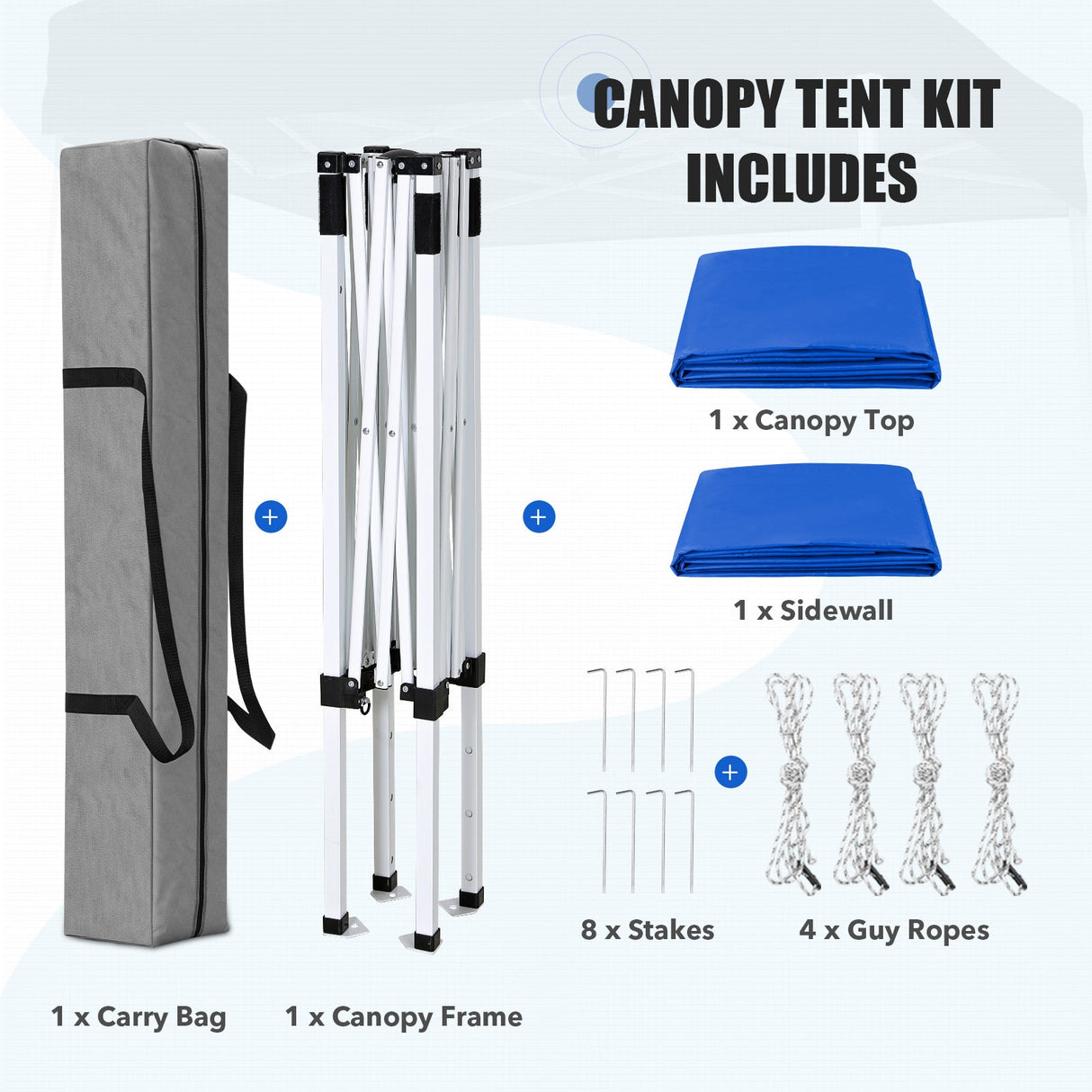 5x5 Straight Leg Pop Up Canopy Tent with One Removable Sunwall - Eagle Peak®