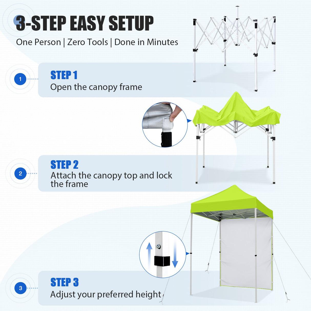 5x5 Straight Leg Pop Up Canopy Tent with One Removable Sunwall - Eagle Peak®
