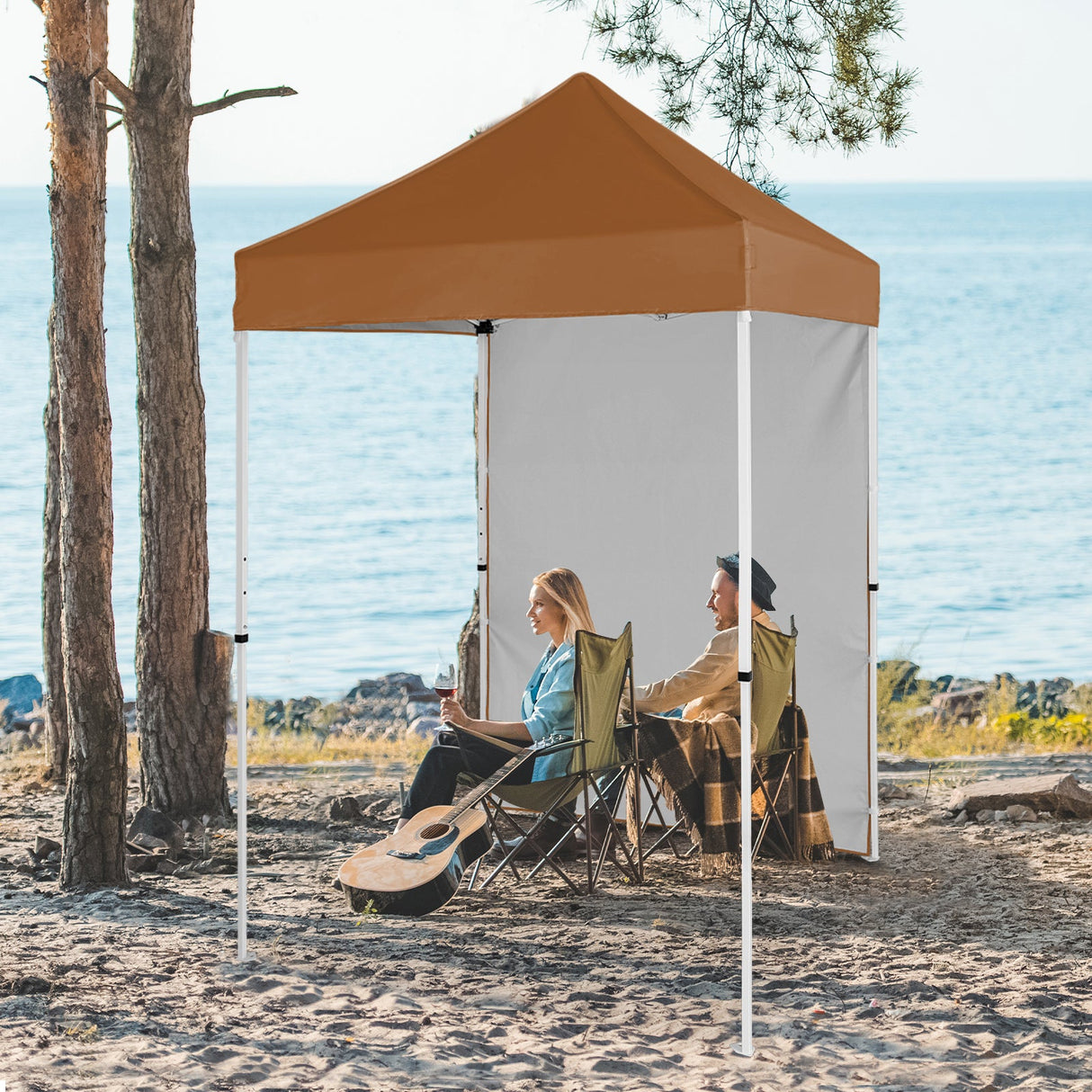 5x5 Straight Leg Pop Up Canopy Tent with One Removable Sunwall - Eagle Peak Custom Canopy Tent