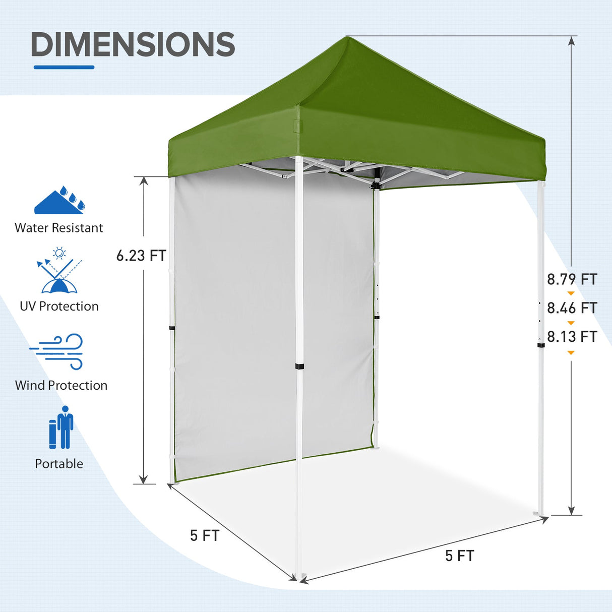 5x5 Straight Leg Pop Up Canopy Tent with One Removable Sunwall - Eagle Peak Custom Canopy Tent