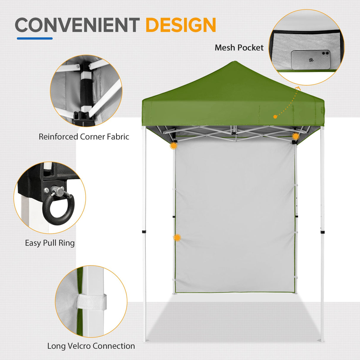 5x5 Straight Leg Pop Up Canopy Tent with One Removable Sunwall - Eagle Peak Custom Canopy Tent