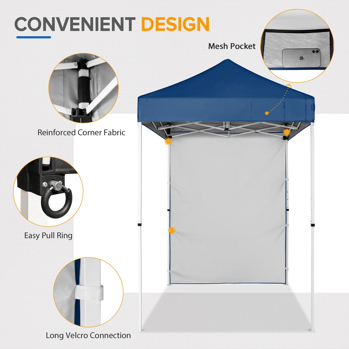 5x5 Straight Leg Pop Up Canopy Tent with One Removable Sunwall - Eagle Peak Custom Canopy Tent