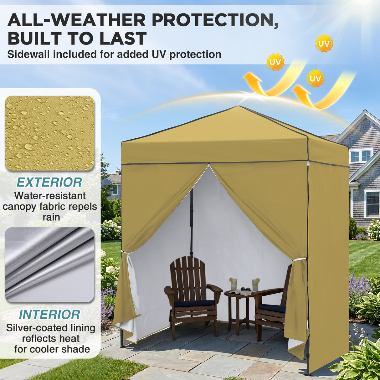 6x4 Instant Pop Up Canopy Tent with 4 Side Wall Panels