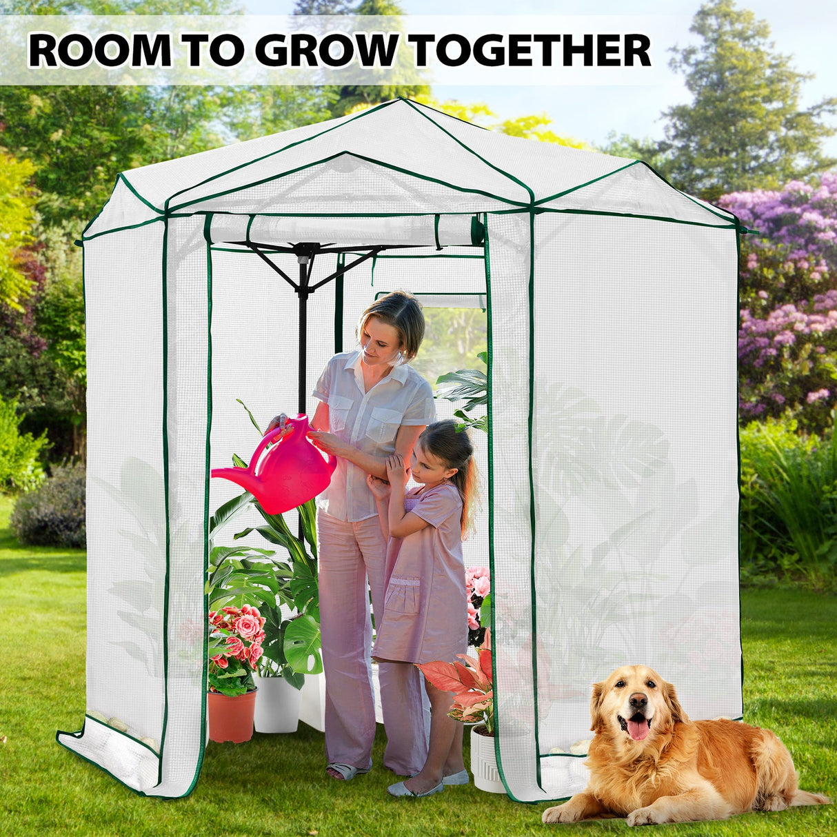 6.6x6.6 ft Hexagon Pop up Greenhouse - Eagle Peak Custom Canopy Tent