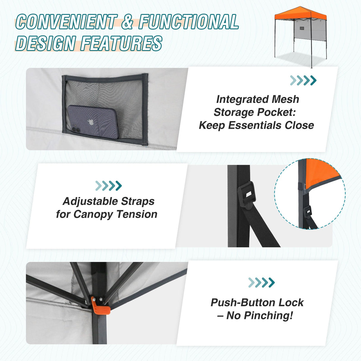 6x4 ft Instant Pop Up Canopy with Adjustable Sun Wall - Eagle Peak Custom Canopy Tent