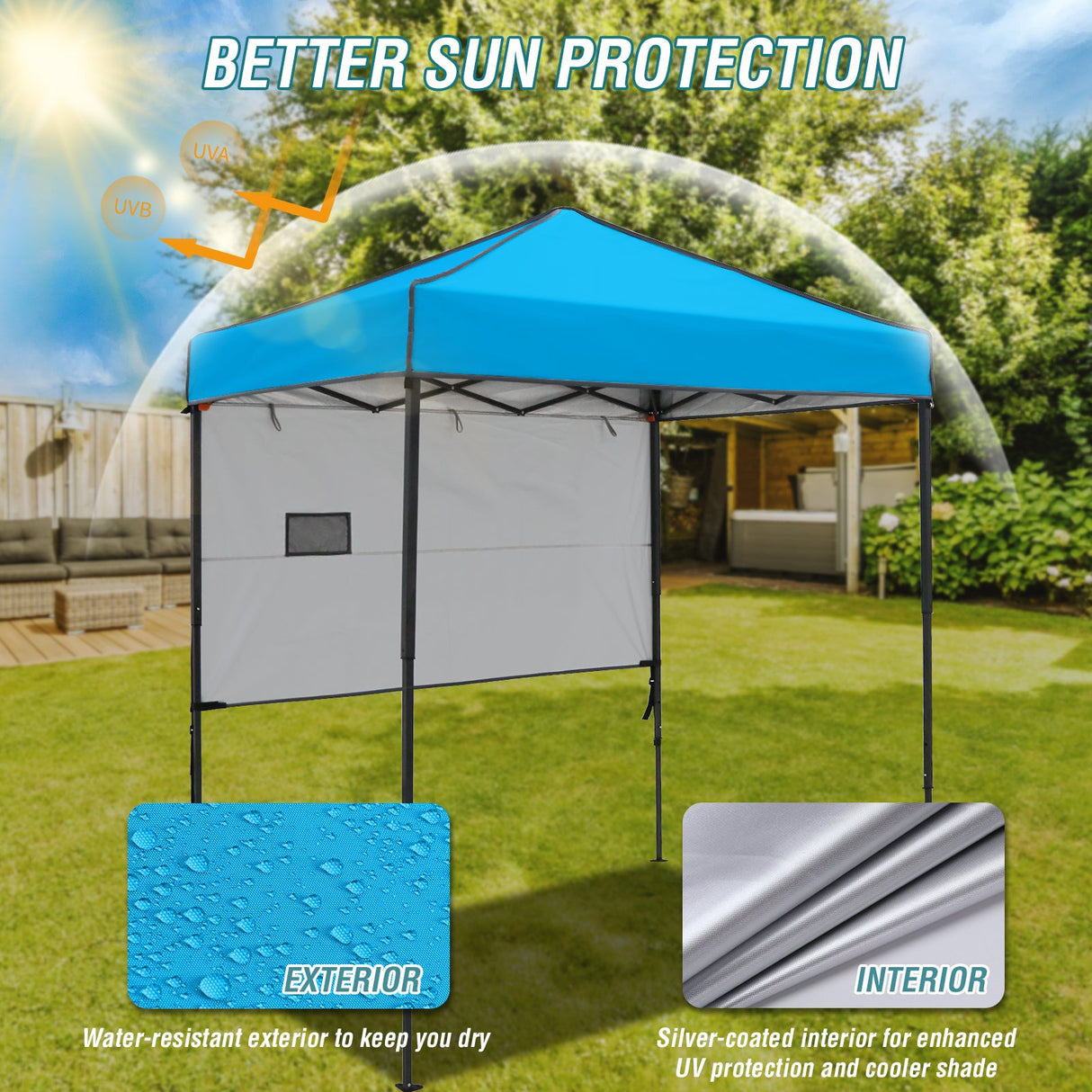 6x4 ft Instant Pop Up Canopy with Adjustable Sun Wall - Eagle Peak Custom Canopy Tent